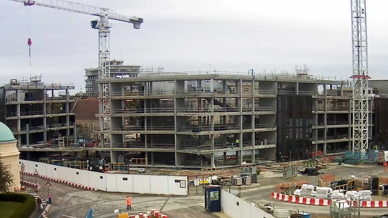 3D rendered construction site progress visualization