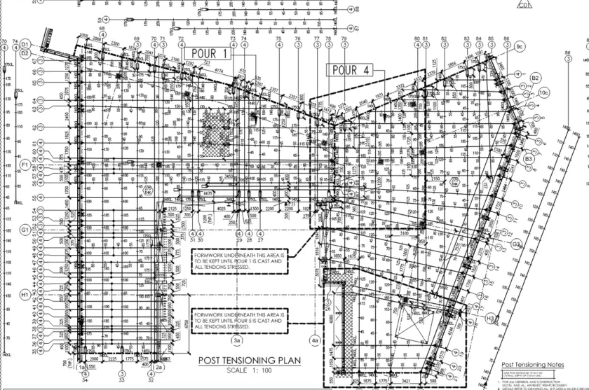 Soho project post-tensioning structural plan